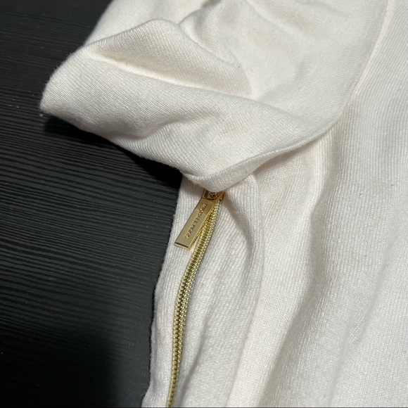 Michael Kors Cowl Neck Sweater with Gold Zipper - Cream/White - Size XL - Picture 5 of 6